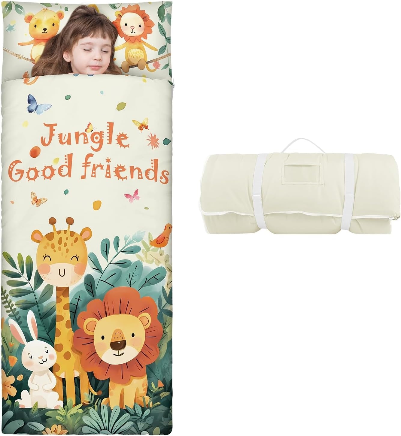 Slaapzak voor jongens meisjes, dutje mat voor kinderen met afneembaar kussen, warme peuter slaapzak voor slaapkamer kinderdagverblijf kleuterschool, cadeau voor verjaardag Kerstmis