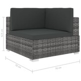 vidaXL Hoekbank Poly Rattan Grijs - 73% Korting