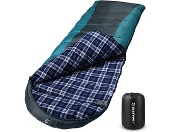 Bessport Slaapzak voor camping, 3-4 seizoenen, -8 °C - 20 °C, winterslaapzak, lichtgewicht, waterdicht en warm, voor volwassenen, rugzakreizen, kamperen, wandelen en reizen