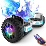 Hoverboard, 8,5 inch, all-terrain hoverboard, met bluetooth en ledlicht, sterke dubbele motor, geschikt voor volwassenen en kinderen, zilver