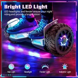 Hoverboard, 8,5 inch, all-terrain hoverboard, met bluetooth en ledlicht, sterke dubbele motor, geschikt voor volwassenen en kinderen, zilver