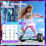 Hoverboard, 8,5 inch, all-terrain hoverboard, met bluetooth en ledlicht, sterke dubbele motor, geschikt voor volwassenen en kinderen, zilver