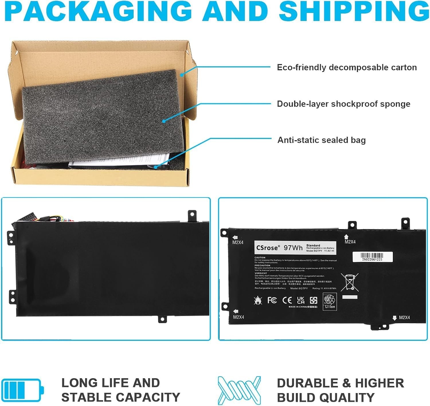 Dell Laptopaccu 97Wh - 39% Korting