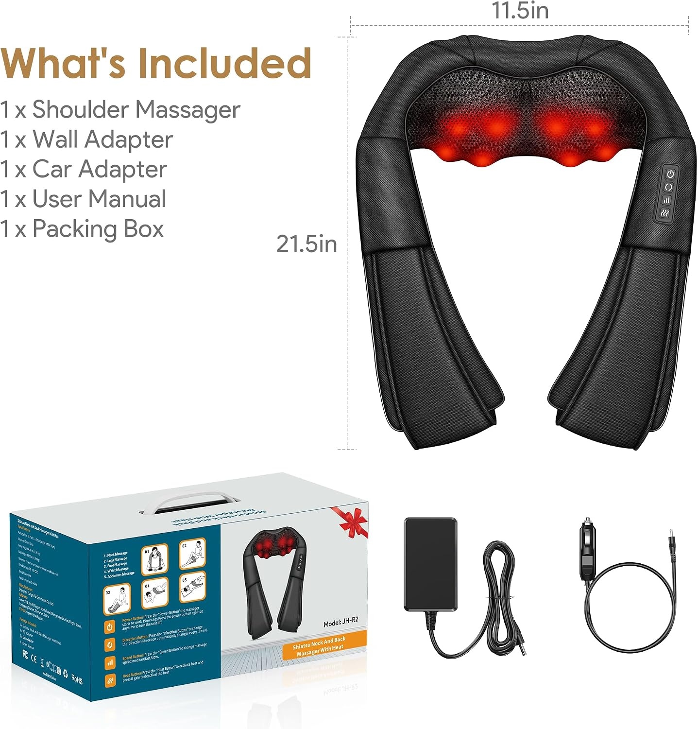 Brelley Neck Massager With Heat 3D Massage, Neck Massager For Relieving Muscle Pain Gifts For Women And Men | 3D Massage, Relieve Muscle Pain Gift for Women and Men