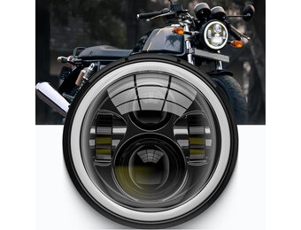 DREAMIZER 7 inch motorfiets led-koplamp met DRL wit Angel Eye indicator barnsteen compatibel met Harley Electra Glide, Softail 1984-2018, Street Glide 2006-2014, Wrangler JK TJ.