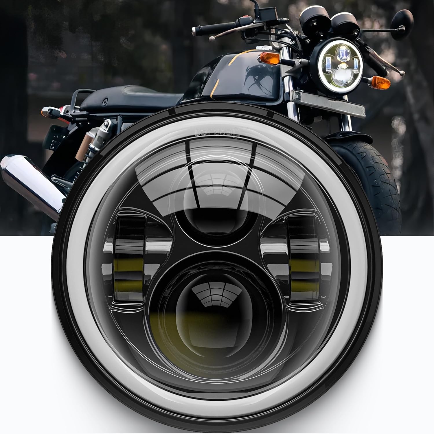 DREAMIZER 7 inch motorfiets led-koplamp met DRL wit Angel Eye indicator barnsteen compatibel met Harley Electra Glide, Softail 1984-2018, Street Glide 2006-2014, Wrangler JK TJ.