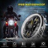 DREAMIZER 7 inch motorfiets led-koplamp met DRL wit Angel Eye indicator barnsteen compatibel met Harley Electra Glide, Softail 1984-2018, Street Glide 2006-2014, Wrangler JK TJ.
