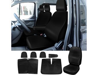 Stoelhoezen compatibel met Ford Transit Custom 2013-2022 (3-zits), waterdichte voorstoelbescherming, pasvorm: voor bestuurder en passagier (set van 8)