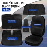 Stoelhoezen Ford Transit Custom 2013-2022 3-zits (voorstoelen) | Waterdichte bescherming | 56% korting