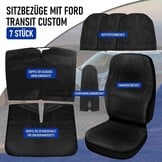 8-delige Stoelhoezenset Ford Transit Custom 2013-2022 Zwart - Waterdicht & Duurzaam (56% Korting)