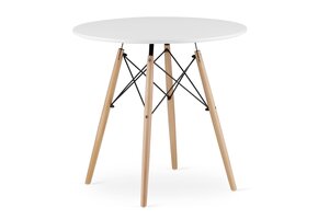 Ronde Tafel 80 cm Wit MDF - Beukenhouten Poten (34% Korting)
