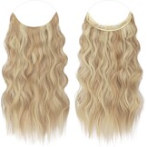 Haarextensies Onzichtbare Draad Krullend Synthetisch 40cm Donker Goud Mix Beige Blond - 74% Korting