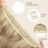 Haarextensies Onzichtbare Draad Krullend Synthetisch 40cm Donker Goud Mix Beige Blond - 74% Korting