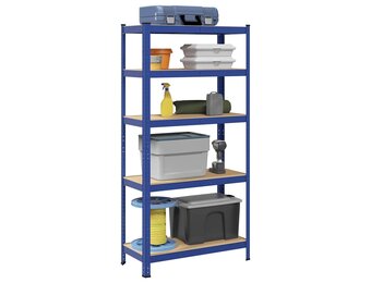 vidaXL Opbergrek 5-laags staal & bewerkt hout blauw