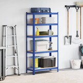 vidaXL Opbergrek 5-laags staal & bewerkt hout blauw
