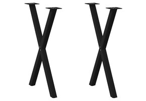 vidaXL Eettafelpoten X-vormig (2 stuks) - Staal Zwart, 34% Korting