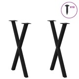 vidaXL Eettafelpoten X-vormig (2 stuks) - Staal Zwart, 34% Korting