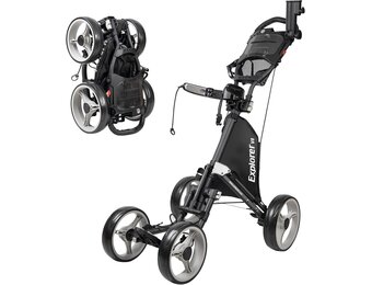 Golftrolley 4-wiel Explorer V8 Donkergrijs | Compact Opvouwbaar | Nu 54% Korting