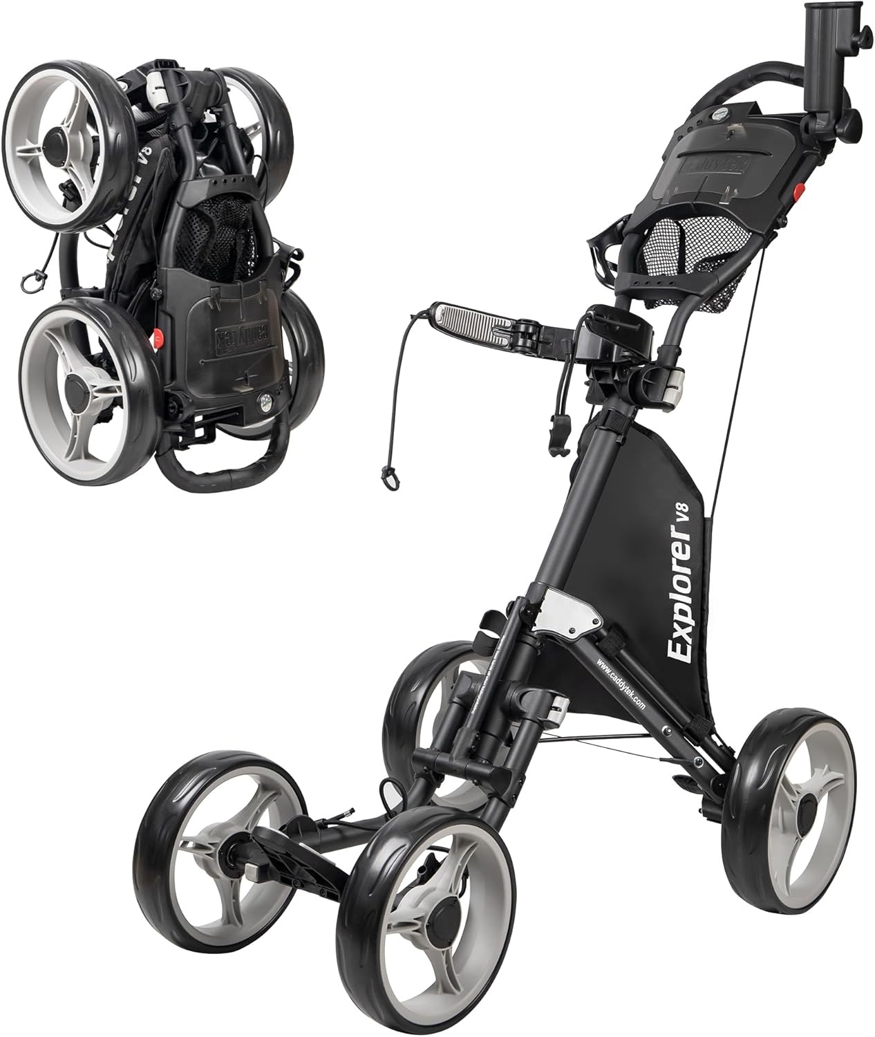 Golftrolley 4-wiel Explorer V8 Donkergrijs | Compact Opvouwbaar | Nu 54% Korting