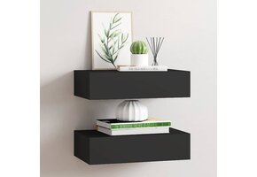 vidaXL Wandschappen met Lade (2 st.) - Zwart (40x23,5x10 cm) - 34% Korting