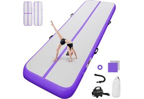 Opblaasbare Airtrack Turnmat - Gymnastiek & Yoga | 10/20cm dik | Diverse Lengtes | Paars | 34% Korting