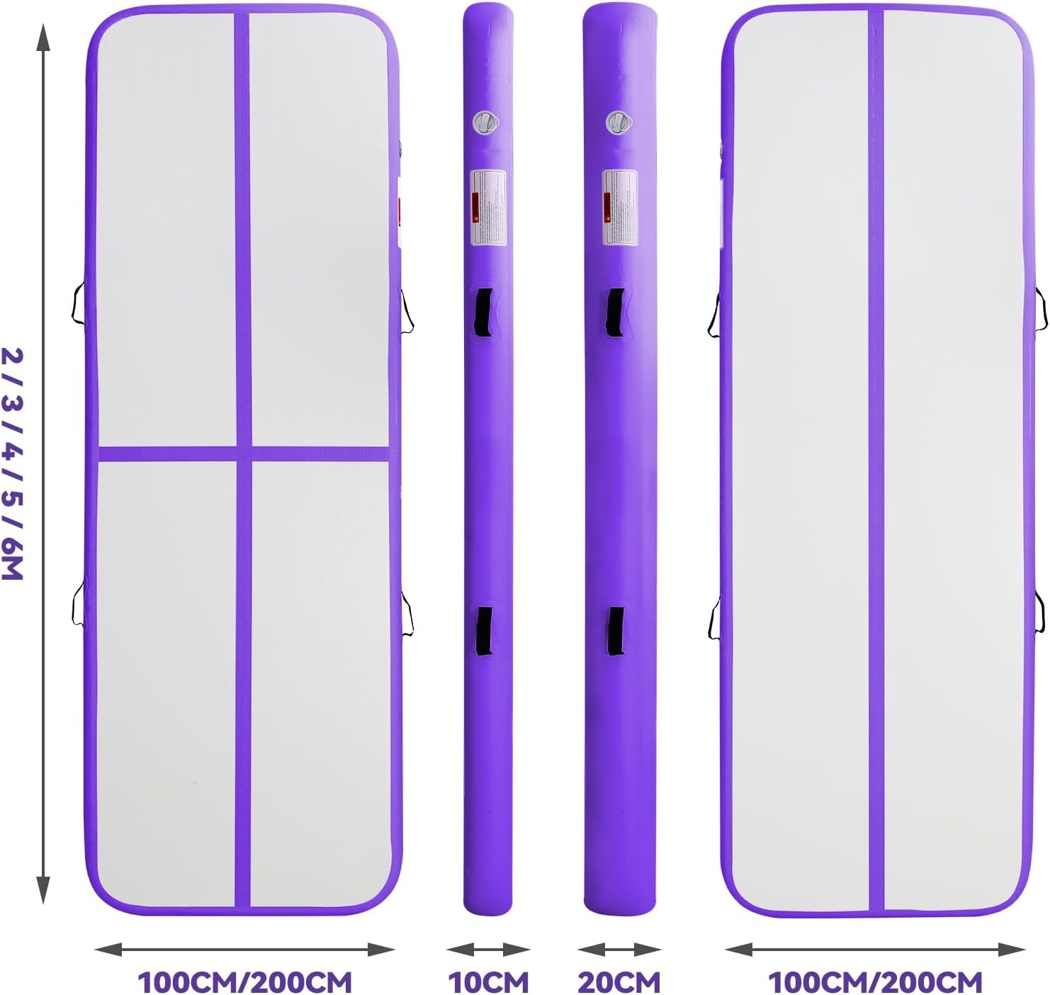 Airtrack matte Gymnastics Mat 10 cm/20 cm Thick Training Mat 3/4M/5M/6M/7M/8M/9M/10M/11M/12M Gym Mat Inflatable Track Gymnastics Tumbling Gymnastics Gymnastics with Air Pump