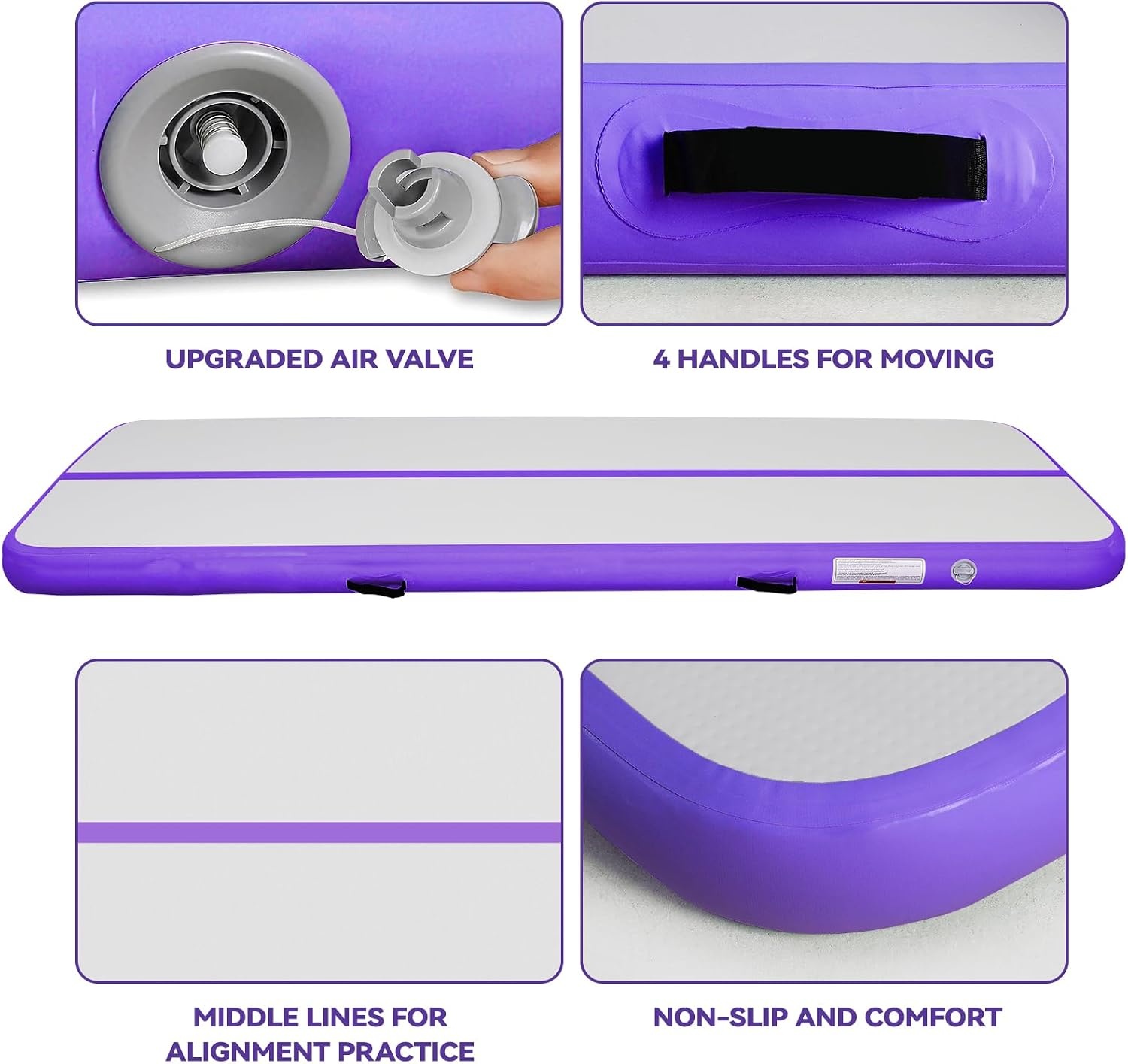 Airtrack matte Gymnastics Mat 10 cm/20 cm Thick Training Mat 3/4M/5M/6M/7M/8M/9M/10M/11M/12M Gym Mat Inflatable Track Gymnastics Tumbling Gymnastics Gymnastics with Air Pump