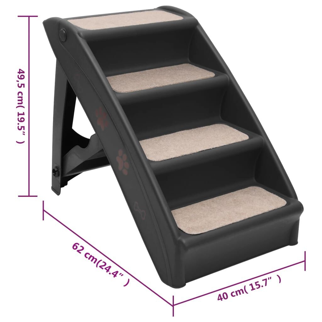 vidaXL Hondentrap inklapbaar 62x40x49,5 cm zwart