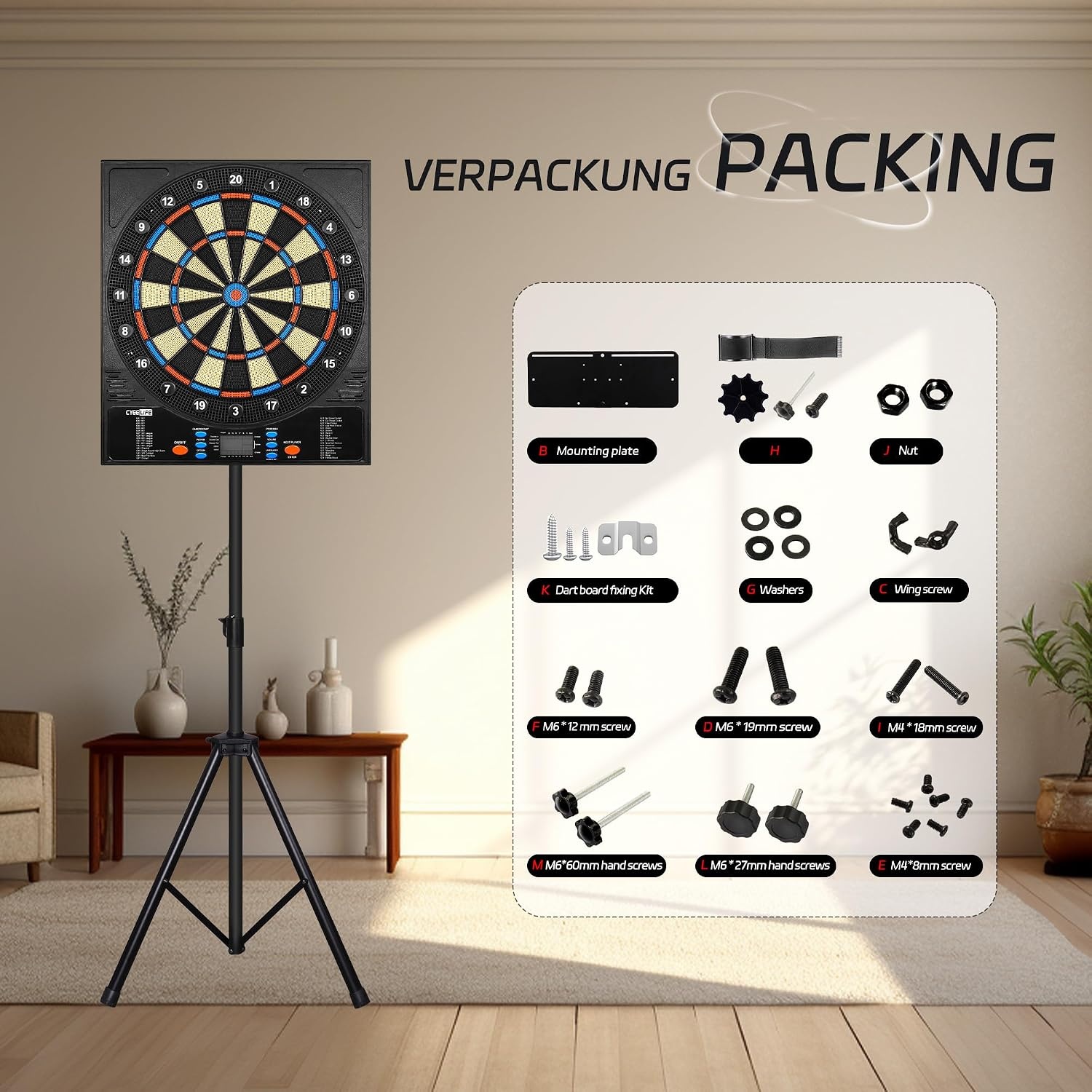 CyeeLife Professionele dartbord-standaard voor klassieke en elektronische dartboards, ZD04A