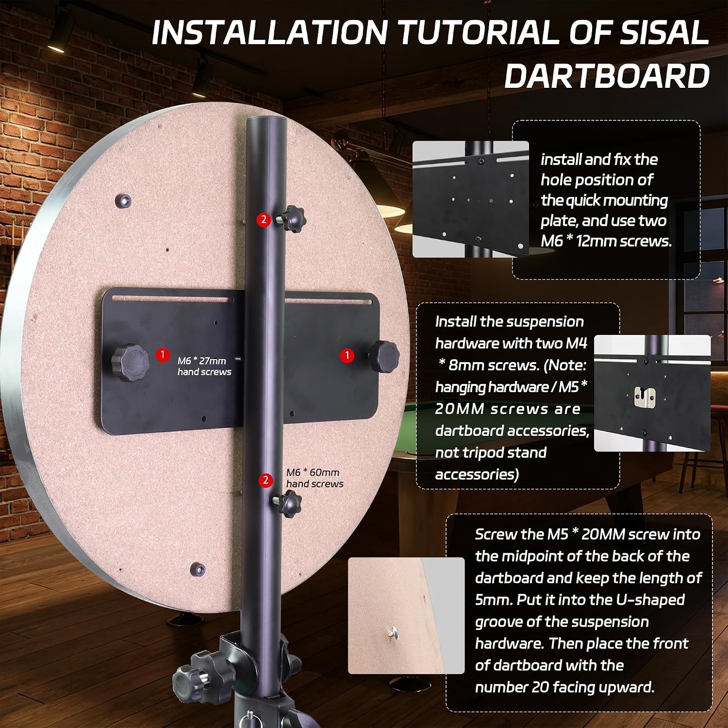 CyeeLife Professionele dartbord-standaard voor klassieke en elektronische dartboards, ZD04A