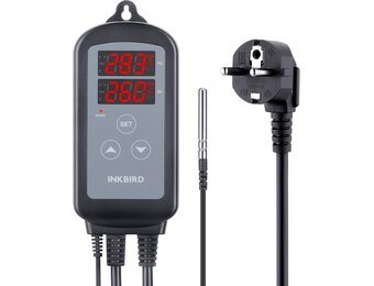 Inkbird ITC-2T Digitale Temperatuurregelaar met 2 Verwarmingsaansluitingen | Thermostaat met Dag Nachtcyclustimer, Alarmfunctie, voor Terrarium, Kas, Reptiel