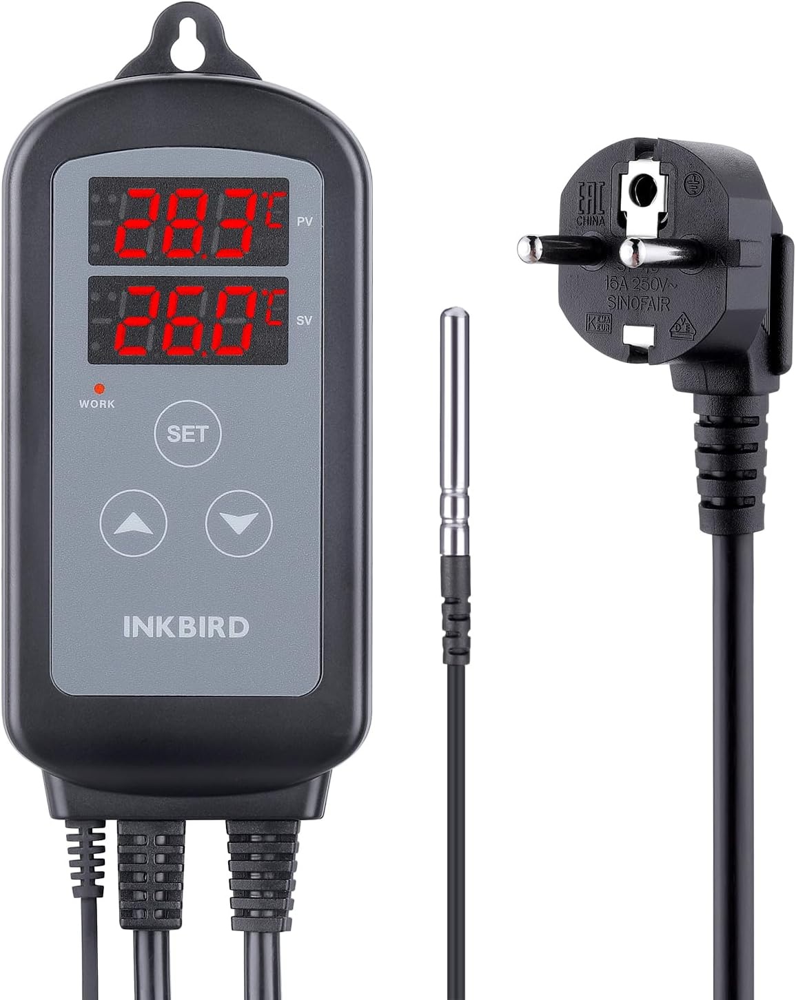 Inkbird ITC-2T Digitale Temperatuurregelaar met 2 Verwarmingsaansluitingen | Thermostaat met Dag Nachtcyclustimer, Alarmfunctie, voor Terrarium, Kas, Reptiel