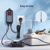 Inkbird ITC-2T Digitale Temperatuurregelaar met 2 Verwarmingsaansluitingen | Thermostaat met Dag Nachtcyclustimer, Alarmfunctie, voor Terrarium, Kas, Reptiel