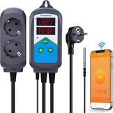 Inkbird ITC-2T Digitale Temperatuurregelaar met 2 Verwarmingsaansluitingen | Thermostaat met Dag Nachtcyclustimer, Alarmfunctie, voor Terrarium, Kas, Reptiel