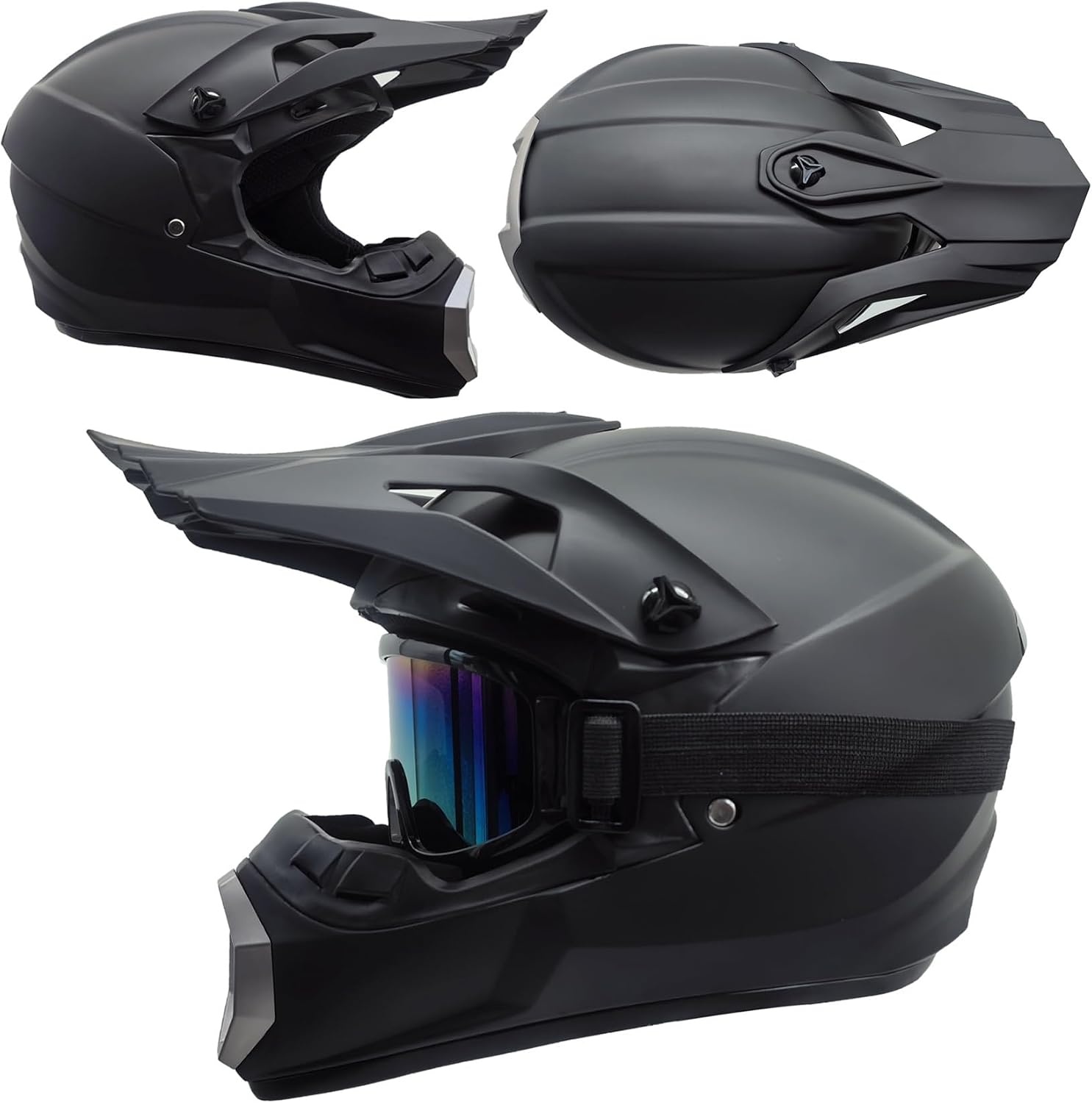 Motorcrosshelm Volwassen, Jeugd Motorhelm, Full-face Off-road Motorfiets Crash Crossmotor ATV Scooter MTB-helm, Met Bril Handschoenen Bivakmuts - Maat M(54-55CM)