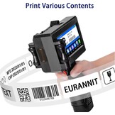 Handheld Inkjet Printer 25.4mm, E15-1 Draagbare Handheld Inkjet Printer Gun met ER521 Zwarte Inktcartridge, voor Tekst QR Barcode Batch Nummer Logo Datum Label