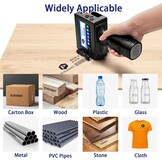 Handheld Inkjet Printer 25.4mm, E15-1 Draagbare Handheld Inkjet Printer Gun met ER521 Zwarte Inktcartridge, voor Tekst QR Barcode Batch Nummer Logo Datum Label