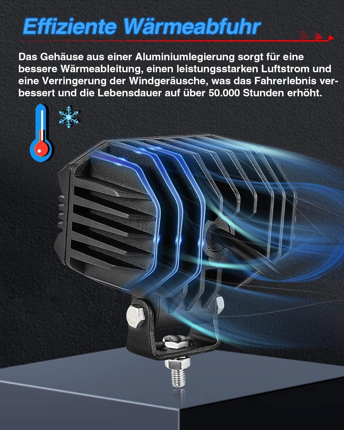 CO LIGHT 2 stuks 12 V 24 V led-koplampen voor auto, 4 inch, 50 W, IP68 waterdicht, achteruitrijlicht, SUV, offroad, motorfiets, vrachtwagen, mountainbike, UTV, tractor, graafmachine