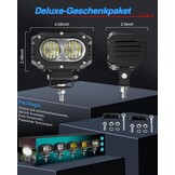 CO LIGHT 2 stuks 12 V 24 V led-koplampen voor auto, 4 inch, 50 W, IP68 waterdicht, achteruitrijlicht, SUV, offroad, motorfiets, vrachtwagen, mountainbike, UTV, tractor, graafmachine