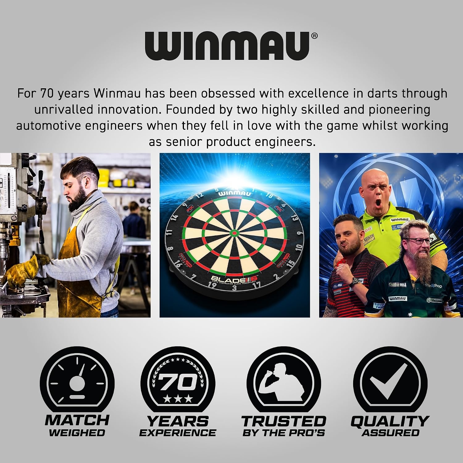 WINMAU Darts Blade 6 Triple Core Carbon Professional PDC Dartboard with Official tournament specifications | Endorsed by the PDC