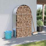 vidaXL Haardhoutopslag 120x45x210 cm gegalvaniseerd staal zilverkleur