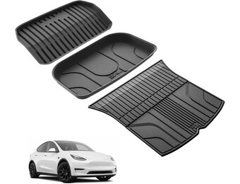 3W Boot Liner Custom Fit Tesla Model Y 2021-2024,Dog Friendly TPE All Weather Trunk Mat,Waterproof Anti-slip Easy to Clean Model Y Accessories