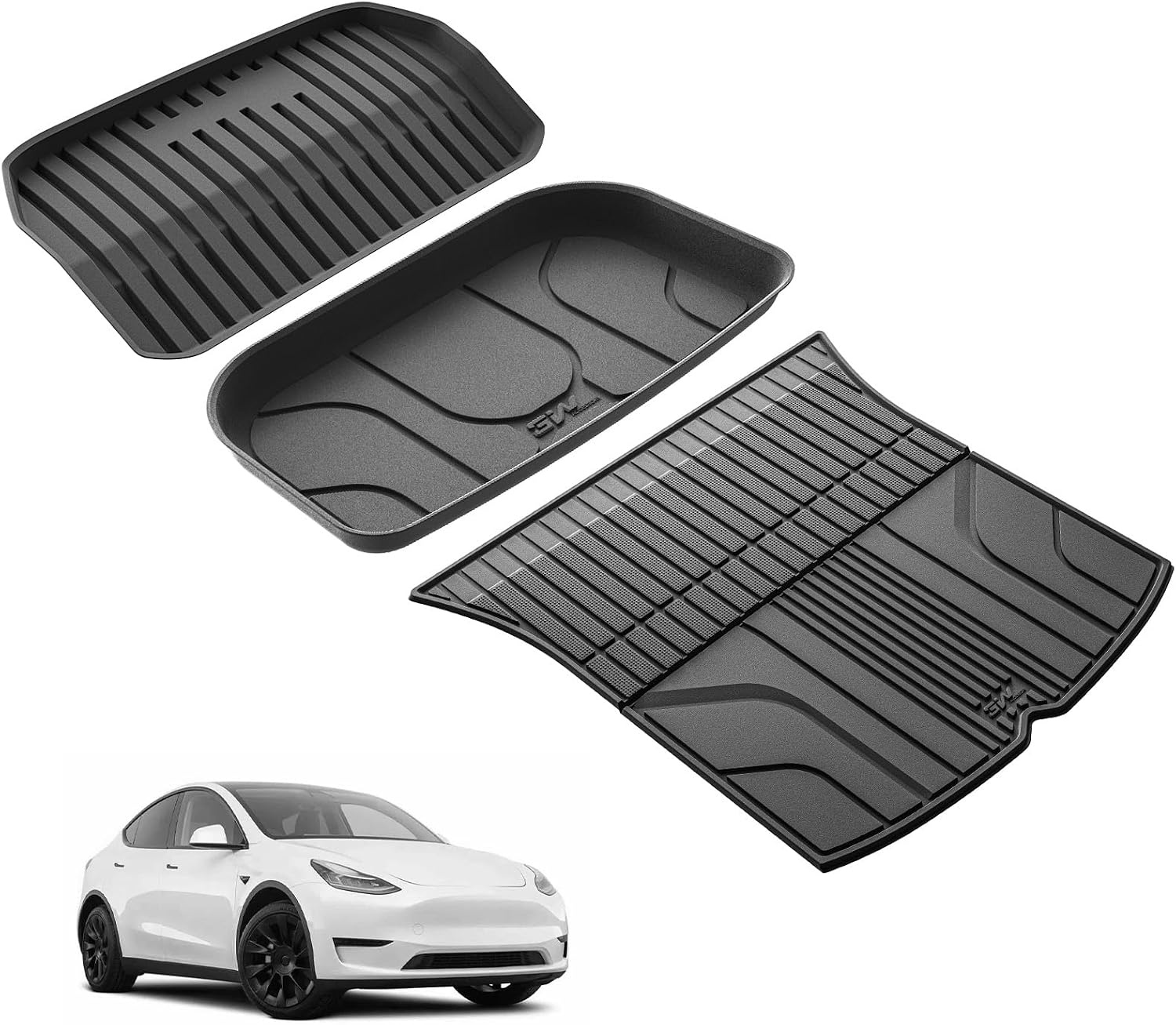 3W Boot Liner Custom Fit Tesla Model Y 2021-2024,Dog Friendly TPE All Weather Trunk Mat,Waterproof Anti-slip Easy to Clean Model Y Accessories