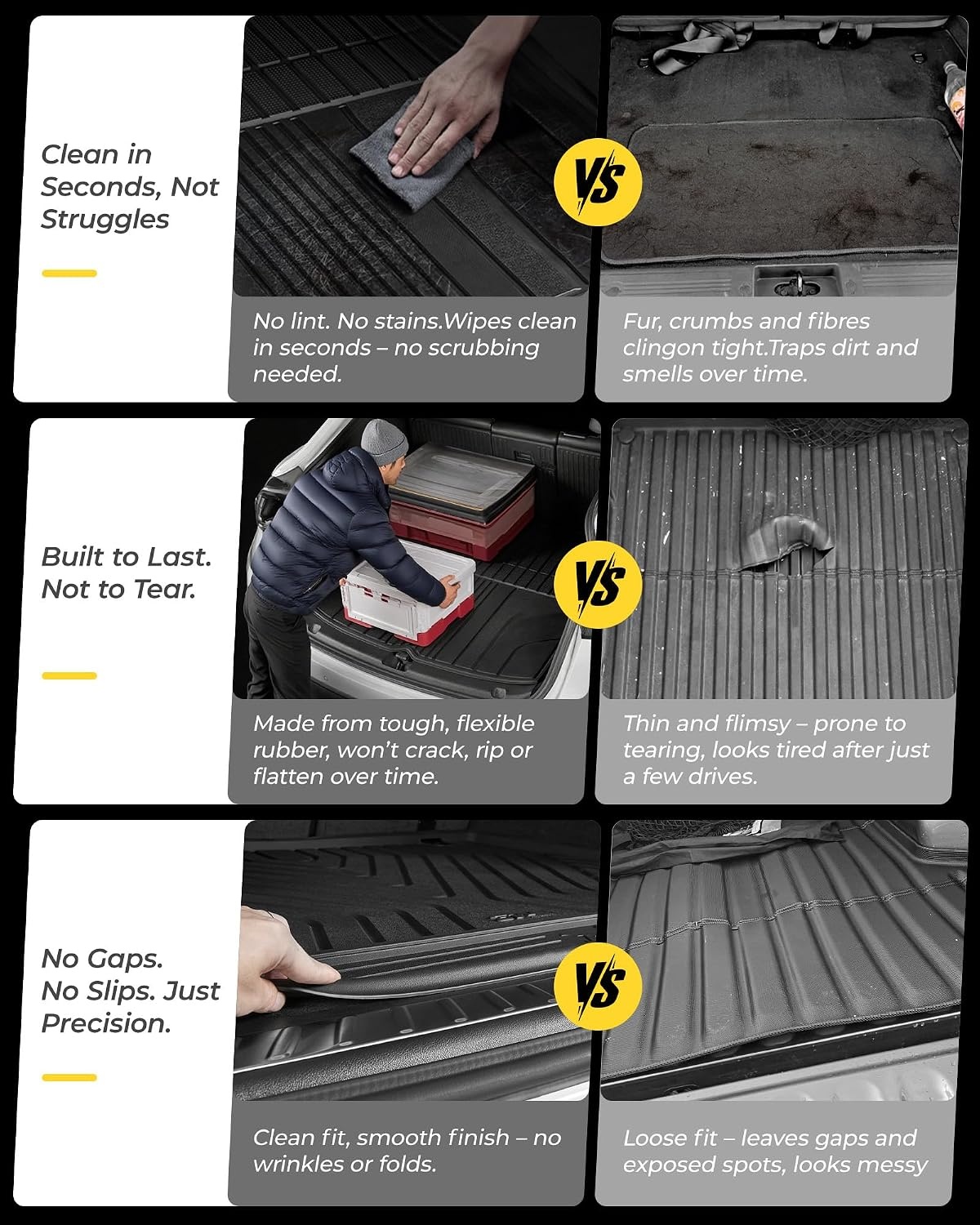 3W Boot Liner Custom Fit Tesla Model Y 2021-2024,Dog Friendly TPE All Weather Trunk Mat,Waterproof Anti-slip Easy to Clean Model Y Accessories