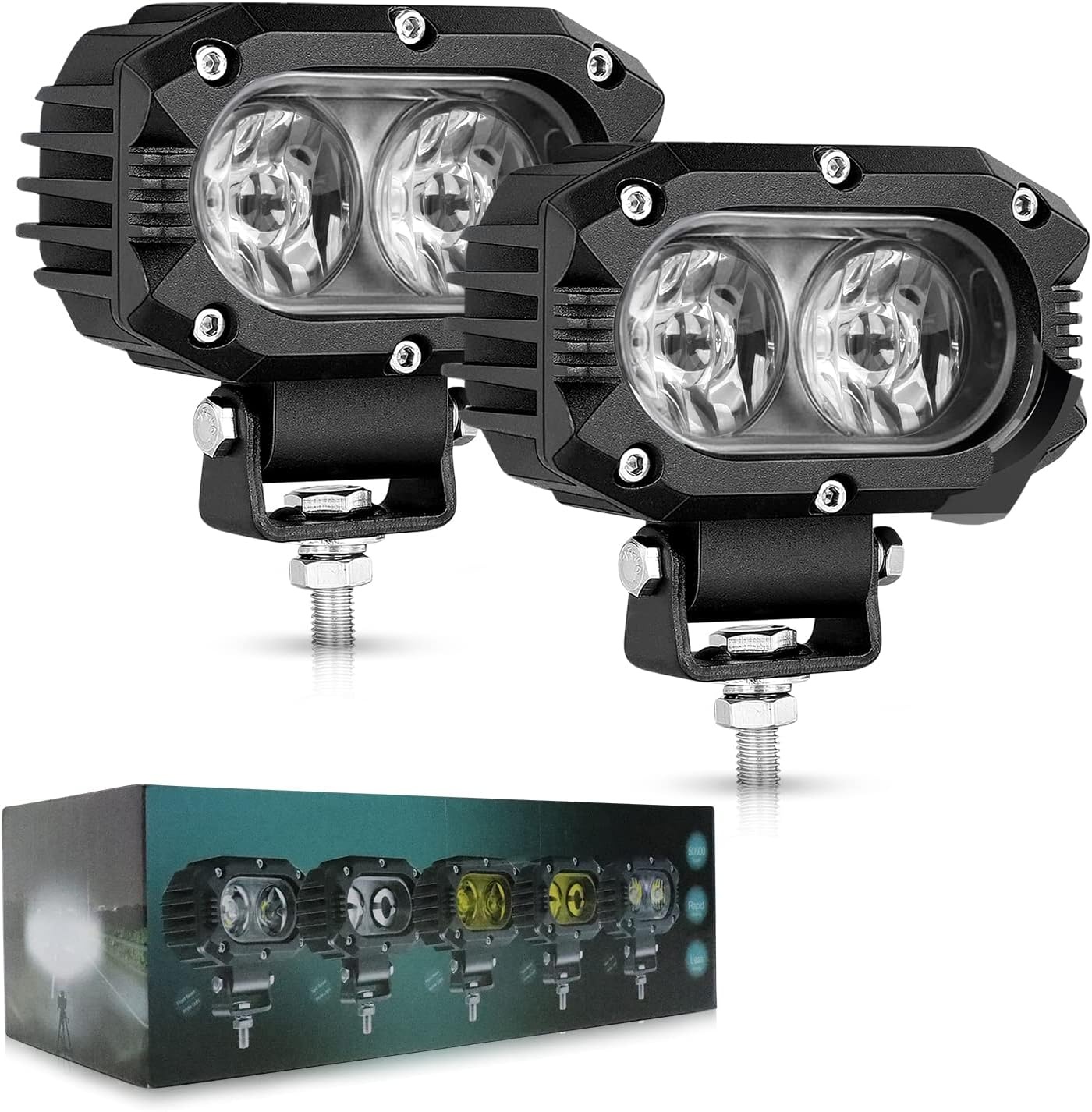 CO LIGHT 2 stuks 12 V 24 V led-koplampen voor auto, 4 inch, 50 W, IP68 waterdicht, achteruitrijlicht, SUV, offroad, motorfiets, vrachtwagen, mountainbike, UTV, tractor, graafmachine