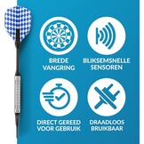 DartPro - Het originele elektronische dartbord - dartbord met 6 darts [draadloos te gebruiken] - Innovatief dartautomaat met 65 varianten - dartpijl voor 1 tot 8 spelers