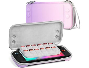 URAQT Switch 2 Tasche Kompatibel mit Nintendo Switch 2 (2025)、Tasche für Switch 2 Konsole、12 Unabhängige Kartensteckplätze、Robuste 600D-Polyester-Switch-Schutzhülle、Case für Switch 2 - Lila