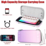 URAQT Switch 2 Tasche Kompatibel mit Nintendo Switch 2 (2025)、Tasche für Switch 2 Konsole、12 Unabhängige Kartensteckplätze、Robuste 600D-Polyester-Switch-Schutzhülle、Case für Switch 2 - Lila
