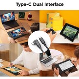 ugee UE12 11,6 inch grafisch tablet met display, pendisplay met 124% sRGB met 8 shortcut-toetsen Ultra-Wide Color Gamut Ideaal voor thuiskantoor en e-learning, zwart - Maat 11,6 Zoll