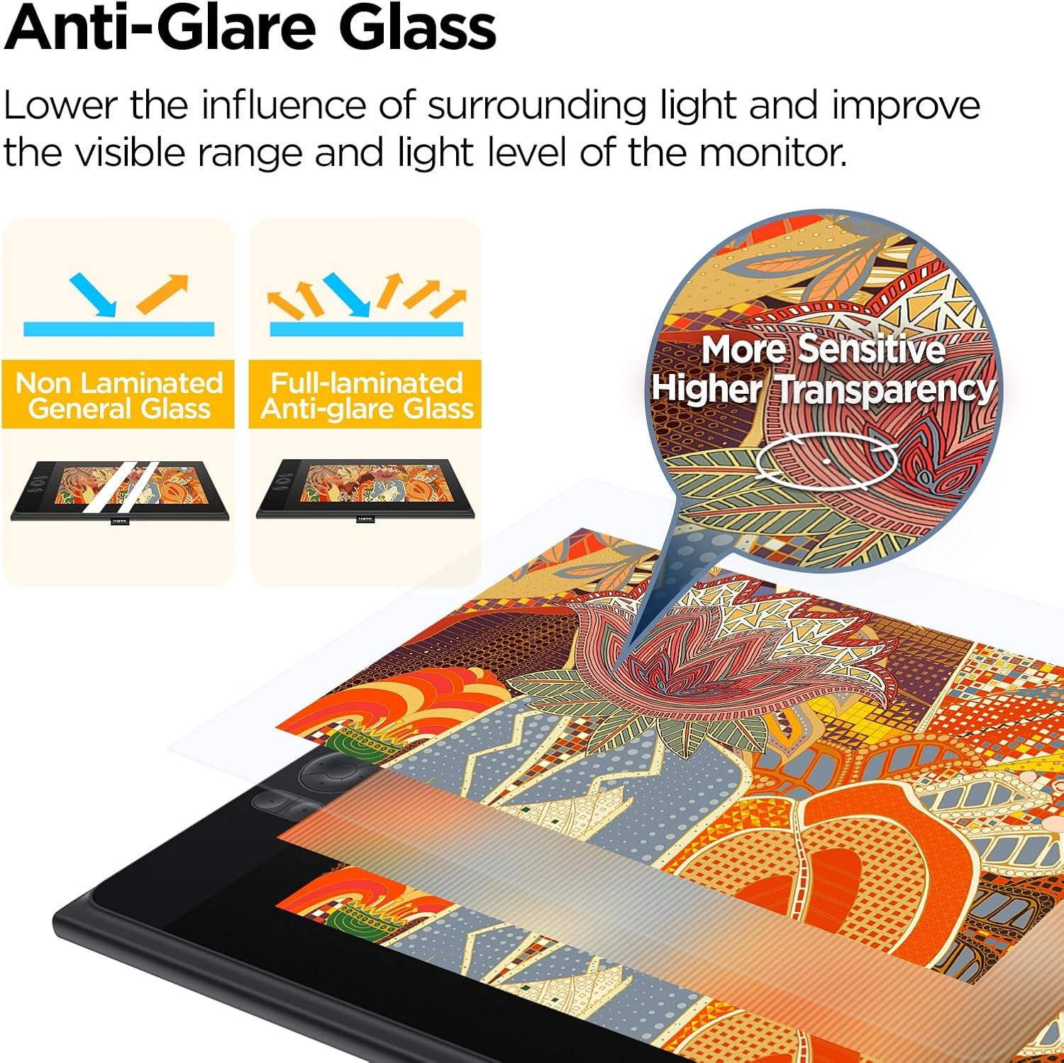 ugee UE12 11,6 inch grafisch tablet met display, pendisplay met 124% sRGB met 8 shortcut-toetsen Ultra-Wide Color Gamut Ideaal voor thuiskantoor en e-learning, zwart - Maat 11,6 Zoll